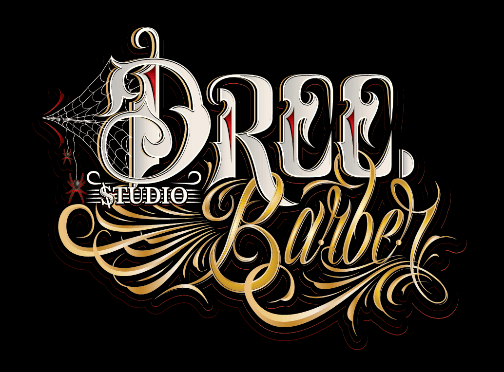 DREE Studio Barber — Logo oficial con letras doradas y diseño artístico